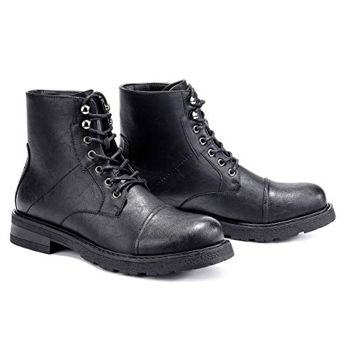 GM GOLAIMAN Winter Work Boots for Men-Lace Up Cap Toe Ankle Boot for Military Tactical Combat Hiking Motorcycle Black 10 - Thumbnail 2
