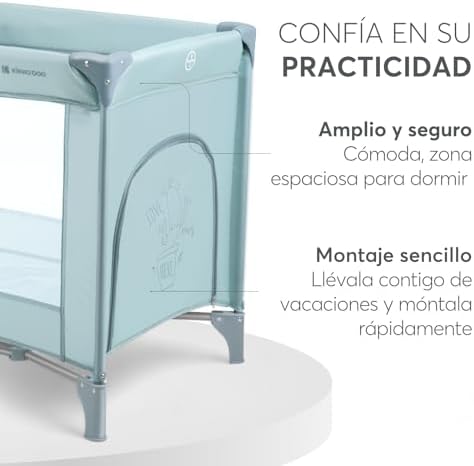 KikkaBoo Cuna de Viaje SO Gifted, Cuna Bebe 120x60 cm hasta 15 kg, Parque Plegable con Bolsa de Transporte, Ligera y Compacta, Menta
