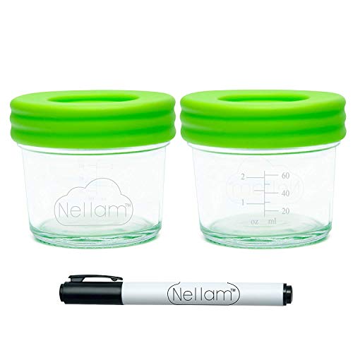 Nellam Baby Food Storage Containers - Leakproof, Airtight, Glass Jars for Freezing & Homemade Babyfood Prep - Reusable, BPA Free, 4 x 4oz, 4 x 8oz Set, that is Microwave & Freezer Safe - Thumbnail 7