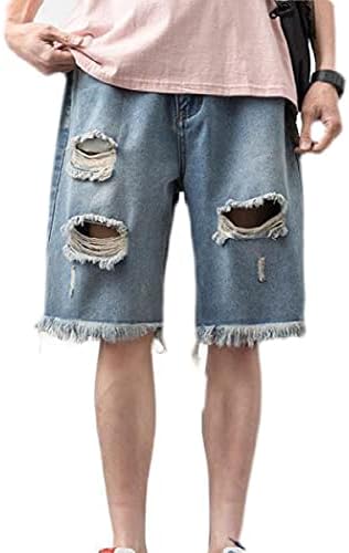 KaWaYi Men Wash Straight-Fit Ripped Casual Plus-Size Personalized