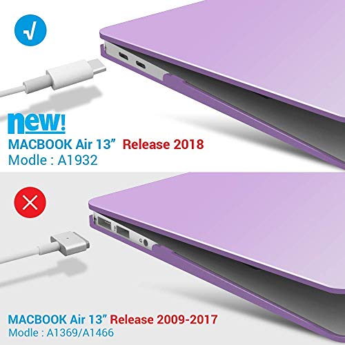 iBenzer MacBook Air 13 Inch Case 2018 Release New Version A1932, Soft Touch Hard Case Shell Cover for Apple MacBook Air 13 Retina with Touch ID, Purple, MMA-T13PU - Thumbnail 4