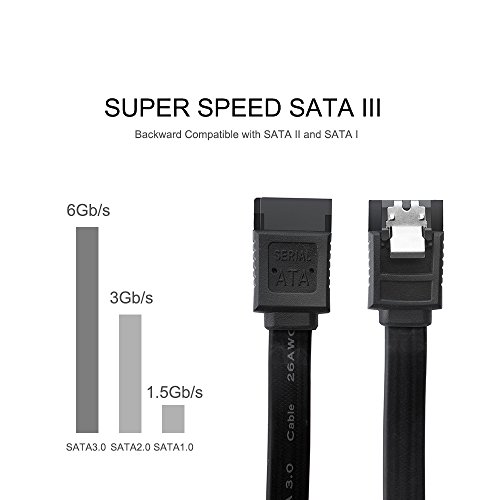 Syntrific 90 degrees SATA Cable 3.0 18 Inches 6 Gbps SATA III Locking Latch Cables, Pack of 5,COMPATIBLE with popular SATA equipped devices
