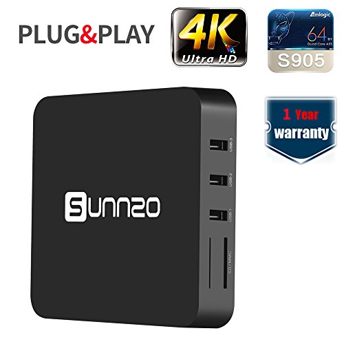 SUNNZO T8 Pro Android 6.0 Smart TV BOX Amlogic S905 Quad-Core 1G ROM(DDR3)/8G eMMC 1080P Streaming Media Player with Wifi/4K/H.265