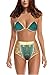 Tooklanet Women's South African Dashiki Metallic Cutout High Waist Bikini Sets Swimsuit Green L