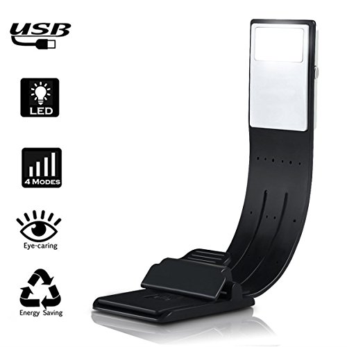 Book Light, LED Reading Lamp USB Rechargeable Flexible Night Reading Light 4 Level Brightness 360 Adjustable Clip on Work/Desk/Bed Lights for Amazon Kindle / eBook Reader / Book / iPad
