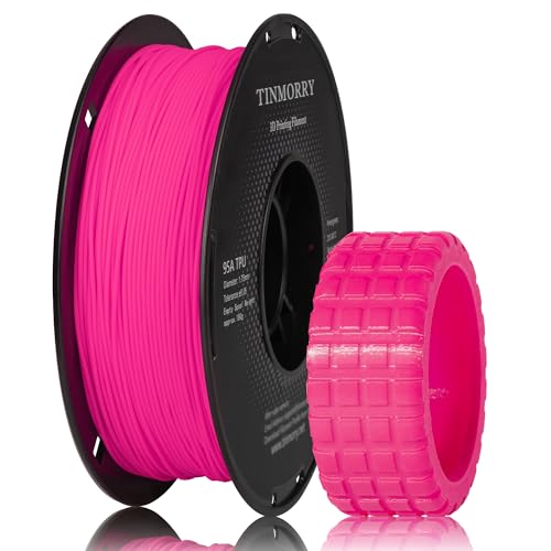 Tinmorry Tpu Filament 1.75 Mm, Tpu 95A Flexibles 3D Drucker Filament Mit Glänzender Oberfläche, Geeignet Für Die Meisten Fdm-3D-Drucker, 1Kg Spule (2.2 Lbs), Fluoreszierend Rosa Rot