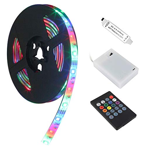 LED Strip Lights, BLIIFUU 5V Battery Case Flexible Powered RGB TV Backlight SMD 3528 IP65 Waterproof Strip Lights with 20 Keys Remote Control and Voice Control Multi Color Changing 2M/6.56ft - Thumbnail 7