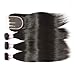 B&F Hair 7a Brazilian Virgin Straight Hair Weave 3 Bundles with 1 Piece 3 Part Lace Frontal Closure 100% Unprocessed Human Hair Extensions Natural Color (12 14 16+10closure)