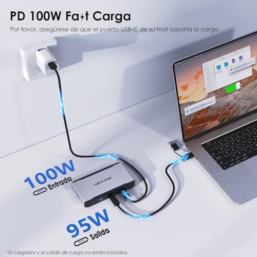 WAVLINK Triple Monitor Adapter for macOS M1/M2/M3/M4 Systems. Type-C&A Hosts, 100W PD IN, 3 HDMI 2 DP Available, Triple 4K@60Hz, USB 3.2 Gen 2 Host and SMI Driver Required