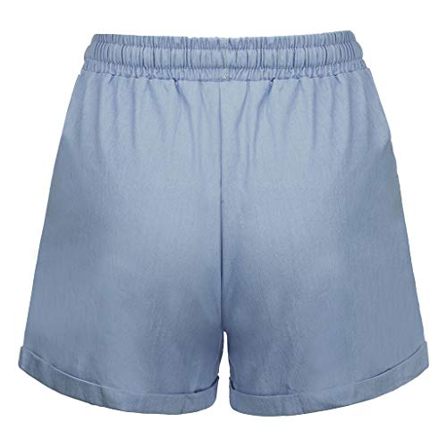 Women Short Pants, JOYFEEL ❤️ Ladies Cotton Linen Casual Elastic Waist Pants Drawstring Solid Summer Walking Shorts