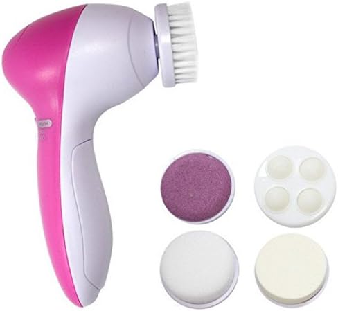 Facial Cleansing System: Pampering + Skin Revitalizing with Massager + Scrubber + Pumice + Sponge + Buffer Attachments for Softer &amp; Smoother Skin Now