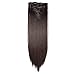 S-noilite 8PCS/SET Full Head Clip in Hair Extensions 140Grams Thick Real Natural Synthetic Hairpiece(26inches-straight, Dark Brown)