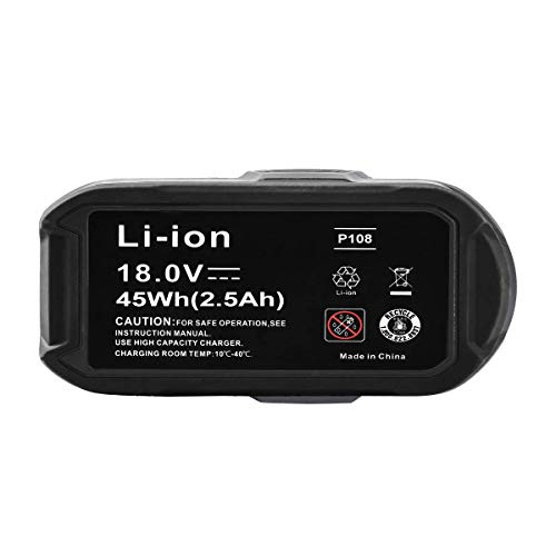 P102 18 Volt 2.5Ah with LED Indicator Replacement for Ryobi 18V Battery lithium ONE Plus P100 P103 P104 P105 P107 P108 P122