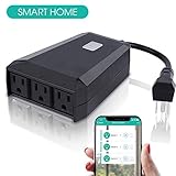 Outdoor Smart/Wifi Plug/Outlet Compatible with Alexa/Google Home,Echo Switch 3 Sockets/Wireless Remote Control Waterproof/Light/Pool Timer by Phone Receptacle Smart Life Qioase