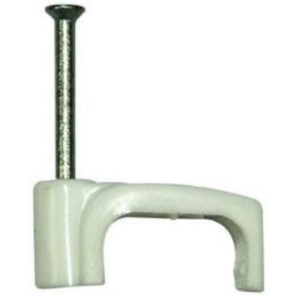 Merriway BH02262 Twin and Earth Flat Cable Clip, White 1.5 mm, 9 mm Width for Ethernet Internet Leads, Pack of 100 Piece