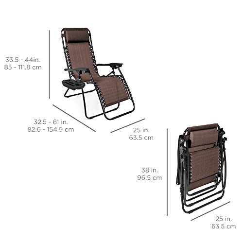 Best Choice Products Set of 2 Adjustable Steel Mesh Zero Gravity Lounge