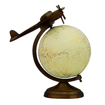 Aone India World Globe with Aeroplane Educational Learning Rotating Desktop Globe Perfect for Kids, Geography Students, Teachers and More - Classic Design - 6 Inches