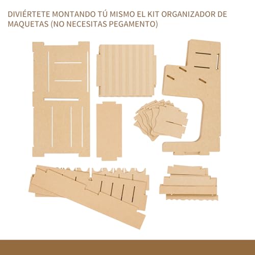 Bucasso Wooden Organizer Rack for Model Making with MDF Material, Paint Rack, Screwdriver/Brush Holder, for Tamiya Paints and Tools, GK1