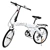 MuGuang Vouwfiets met 7 versnellingen, ledlamp op batterijen, 20 inch (50,8 cm), wit