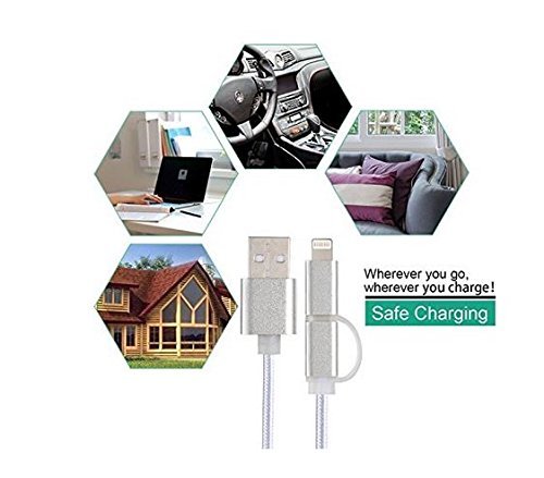 image for Yostyle 2-in-1 Lightning and Micro USB Cable Nylon Braided High Speed 