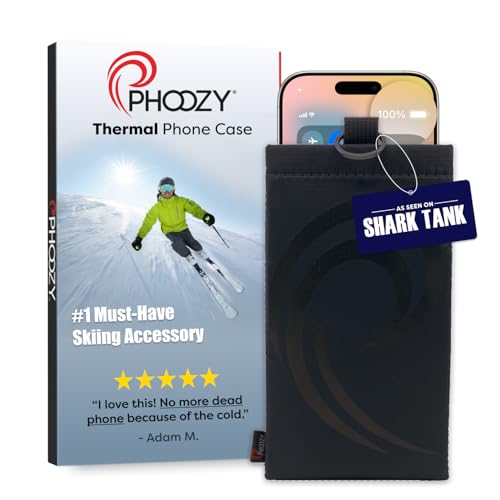 PHOOZY Apollo II Thermal Phone Case Cold Weather Insulated Pouch | Extends Battery Life 4X | NASA Tech Skiing Snowboard Accessories | Military Grade | Large - Black