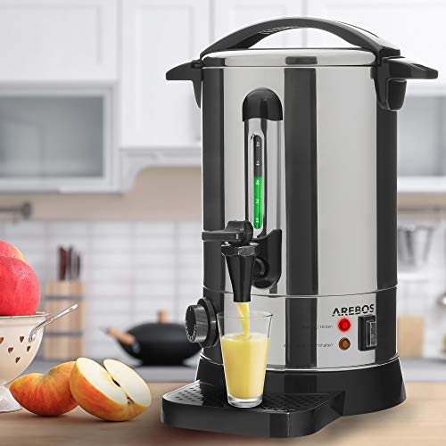 Arebos Glühweinkocher 950 W | HeiÃgetränkespender | 6,8 L | mit Auffangschale, Auslasshahn, Thermostat und Ãberhitzungsschutz | Temperatureinstellung von 30-110°C – Bild 3
