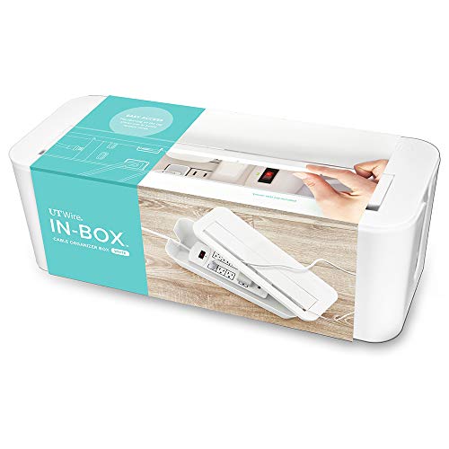 UT Wire UTW-BXLG-WH In-Box Cable Organizing Management Box for Under Desk, White