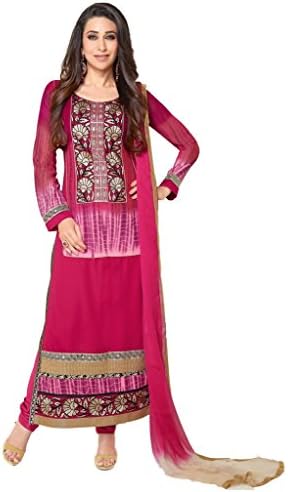 Ewows Women's Designer Georgette Fancy Semi Stitched Salwar Kameez Suits Free Size Pink