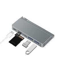 Nino USB Type C USB Hub adaptador Y Lector De Tarjetas Para Macbook 12 inch, con Pass a través de carga, + Micro SD Lector de tarjetas SD y 2 puertos USB 3.0, Gris (Space Grey)