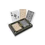 KEM Arrow Black and Gold, Bridge Size-Jumbo Index Playing Cards (Pack of 2)