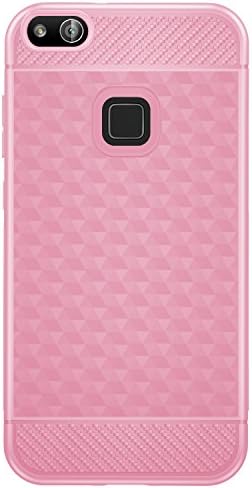 Huawei P10 Lite Case,Yocco Soft Silicon Luxury Brushed Case with Texture Carbon Fiber Design Protection Cover for Huawei P10 Lite Smartphone (Pink)