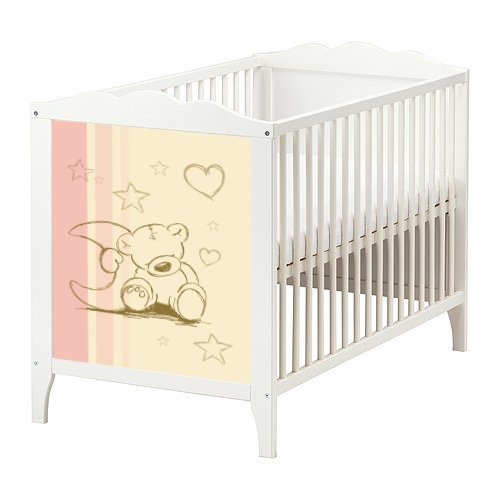 Stikkipix Teddy Aufkleber in rosa und creme für das Babybett Hensvik von IKEA - BB02 - Möbel Nicht Inklusive