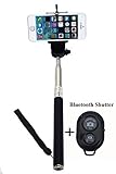 Gopromate(TM) Extendable Self Portrait Selfie Handheld Stick Monopod with Smartphone Adajustable Phone Holder and Bluetooth Remote Wireless Shutter for iPhone Samsung and other IOS and Android Smartphone (Black & Shutter)