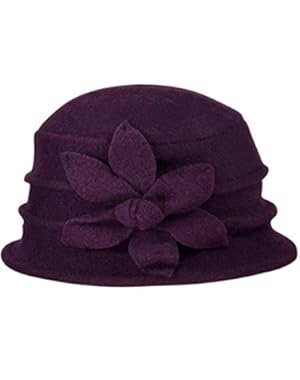 Women's Elegant Flower Beret Wool Cap Cloche Bucket Hat