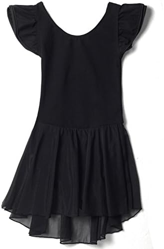Apexsolaire Girls' Flutter Sleeve Skirted Ballet Leotard