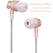 KINVOCA Wired Metal In Ear Earbuds Headphones with Microphone Volume and Case, Bass Stereo Noise Isolating Inear Earphones Ear Buds for Cell Phones, Aluminum Alloy, Carabiner, 3.5mm Jack, Rose Gold