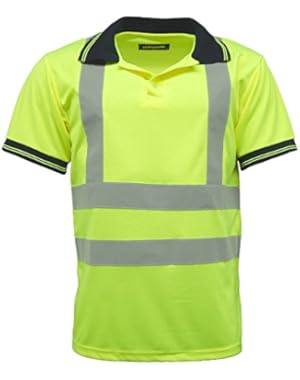 Men's Polo Shirts Hi Vis High Viz Visibility Short Sleeve Safety Shirt Work-wear