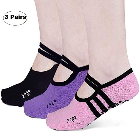 JHM Womens Non Skid Socks Low Cut Grip Cotton Yoga Socks Dance Non Slip Socks Barre Socks Studio/Hospital/Yoga/Pilates