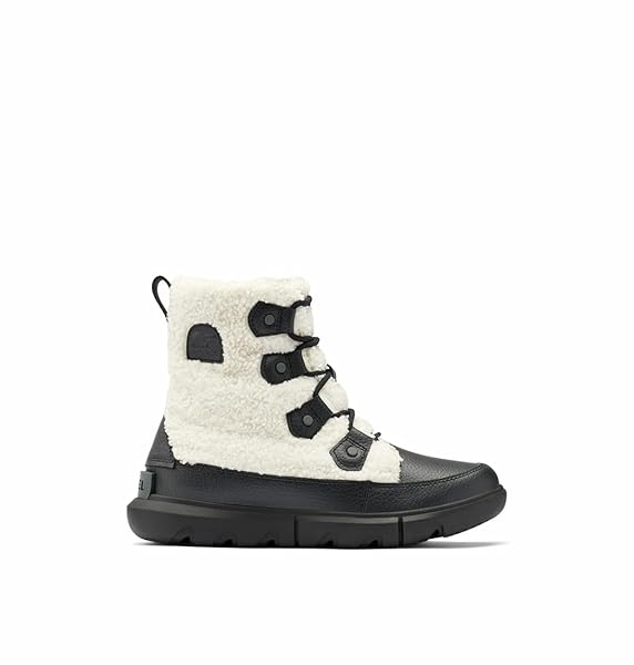 SOREL WOMEN’S EXPLORER II JOAN COZY BOOT – BLACK, SEA SALT – SIZE 8.5