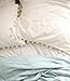 White Pom Pom Fringed Pillowcases Pillow Covers,18.9in x29.1in,Set of 2 (Full/Queen)