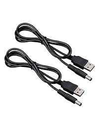 Onite 2 unidades de USB a DC 5.5 x 2.1 mm 5.5 x 2.5 mm Barrel Jack Center Pin Positivo Cable de cable cargador de alimentación para tiras de LED, Monitor, Cámara, router, juguetes electrónicos organorgan