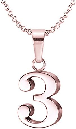 925 Sterling Silver Rose Gold Plated Number 0-9 Charms Pendant Necklace with Chain (3)
