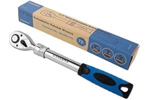 UYECOVE 1/2 Inch Drive Extendable Ratchet, Durable Socket Wrench Extendable Ratchet, Ratchet Long Handle 72-Tooth Quick-Release Reversible, Soft Grip Handle Hand Tools（Red）