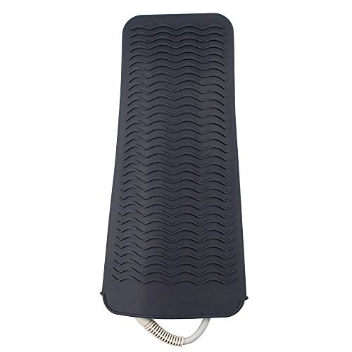 Black Heat Resistant Silicone Travel Pouch for Curling Irons,Hair Curling Wand,Hair Salon Curler,Flat Irons,Hair Straightener,Travel Mat Pad Station for Hair Hot Styling Tools - Thumbnail 3