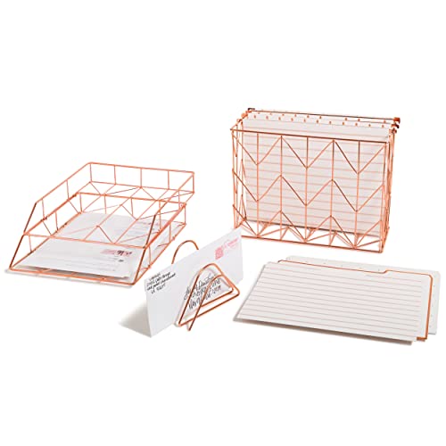U Brands Desktop Fashion Filing Set, Desktop Organizer, Wire Metal
