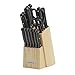Farberware 17-Piece Triple Rivet Stainless Steel Knife Block Set, Black