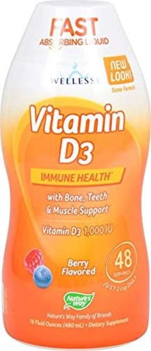 Wellesse Premium Liquid Supplements, Vitamin D3, Natural Berry Flavor, 1000 IU, 4 Pack (16 fl oz (480 ml)) A Great Tasting Vitamin D