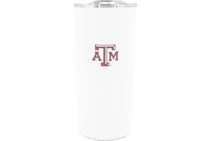 Decorvo Texas A&M Logo Tumbler - White Double Walled Insulated Travel Thermos with Slide Lid - 18 oz
