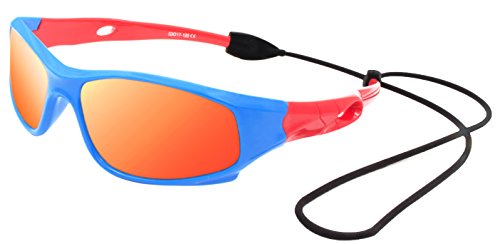 VATTER TR90 Unbreakable Polarized Sport Sunglasses For Kids Boys Girls Youth 816blueredlenses