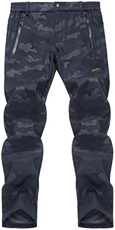 CHLNIX Men’s Breathable Quick Dry Hiking Trousers Soft Shell Fleece Lined Climbing Trousers Outdoor Showerproof Summer Winter Warm Walking Cycling Camouflage Pants